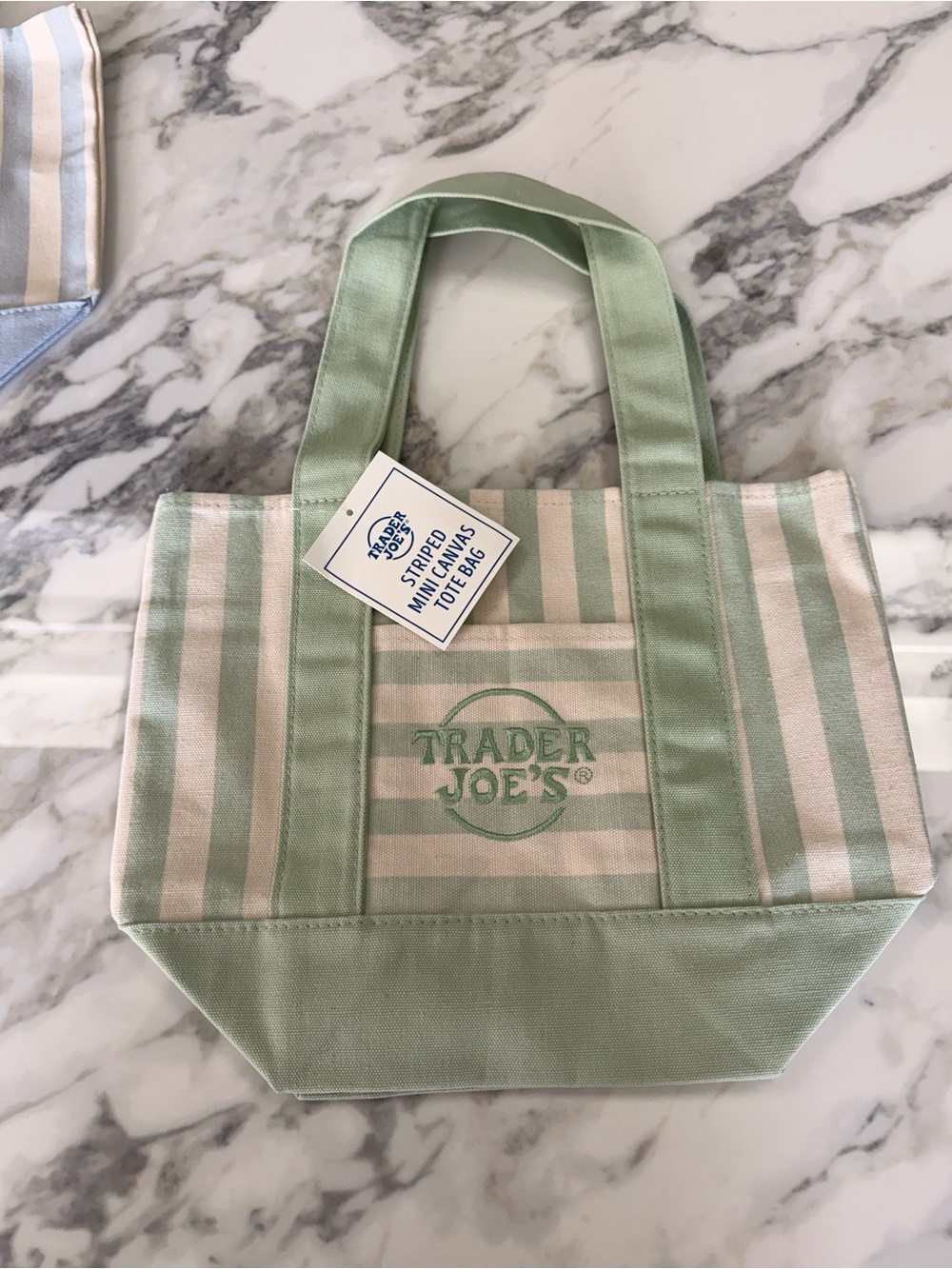 Trader Joe’s Striped Mini Canvas Tote Bags Set of 4 NWT Pastel Collection - Picture 3 of 6